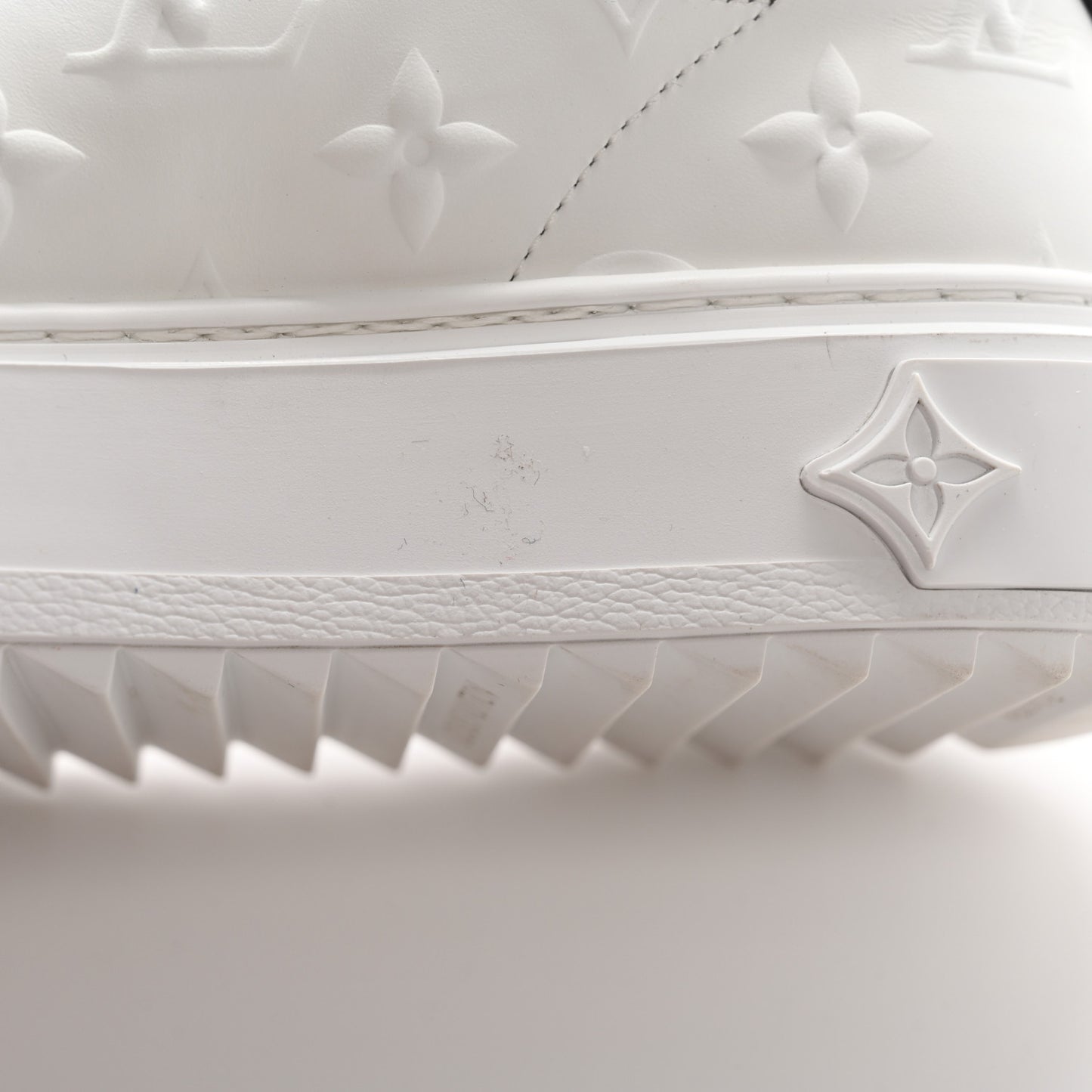 Lambskin Embossed Monogram Time Out Sneakers White