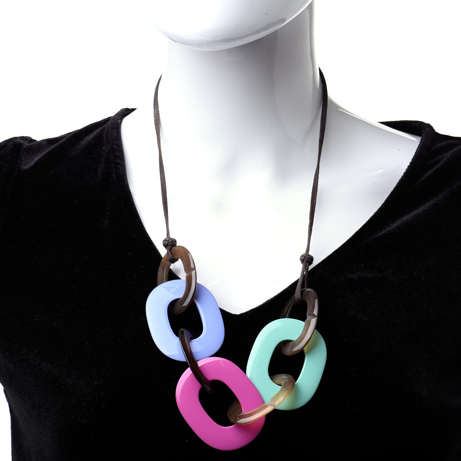 Hermes Lacquered Wood Buffalo Horn Karamba Necklace 2 of 5