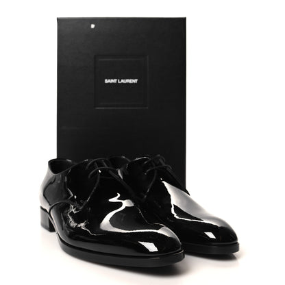 Saint Laurent Patent Baltimora Lace Up Derby Shoes 39.5 Black 9 of 9