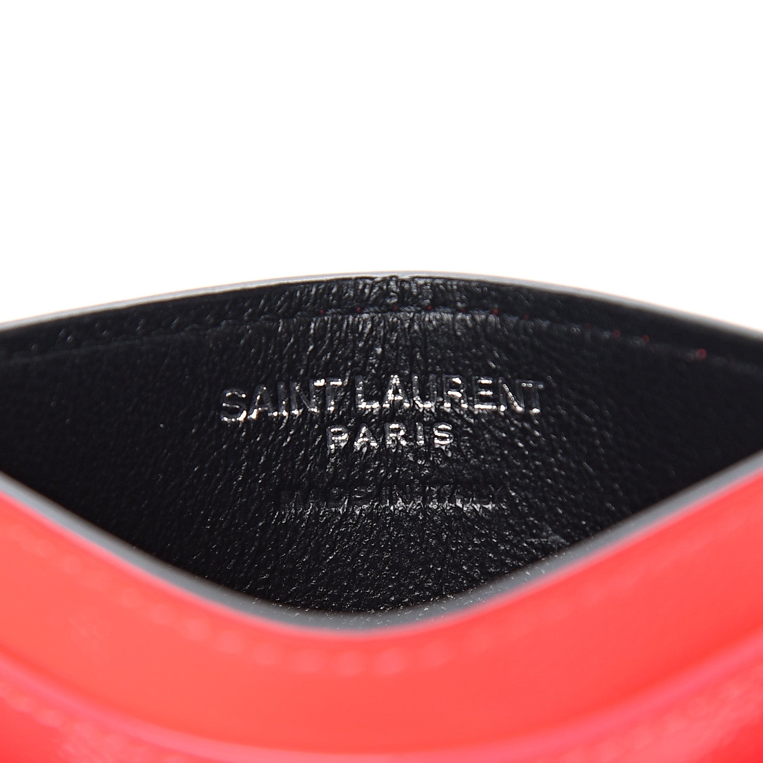 Saint Laurent Grain De Poudre Matelasse Chevron Monogram Credit Card Case Neon Pink 5 of 7