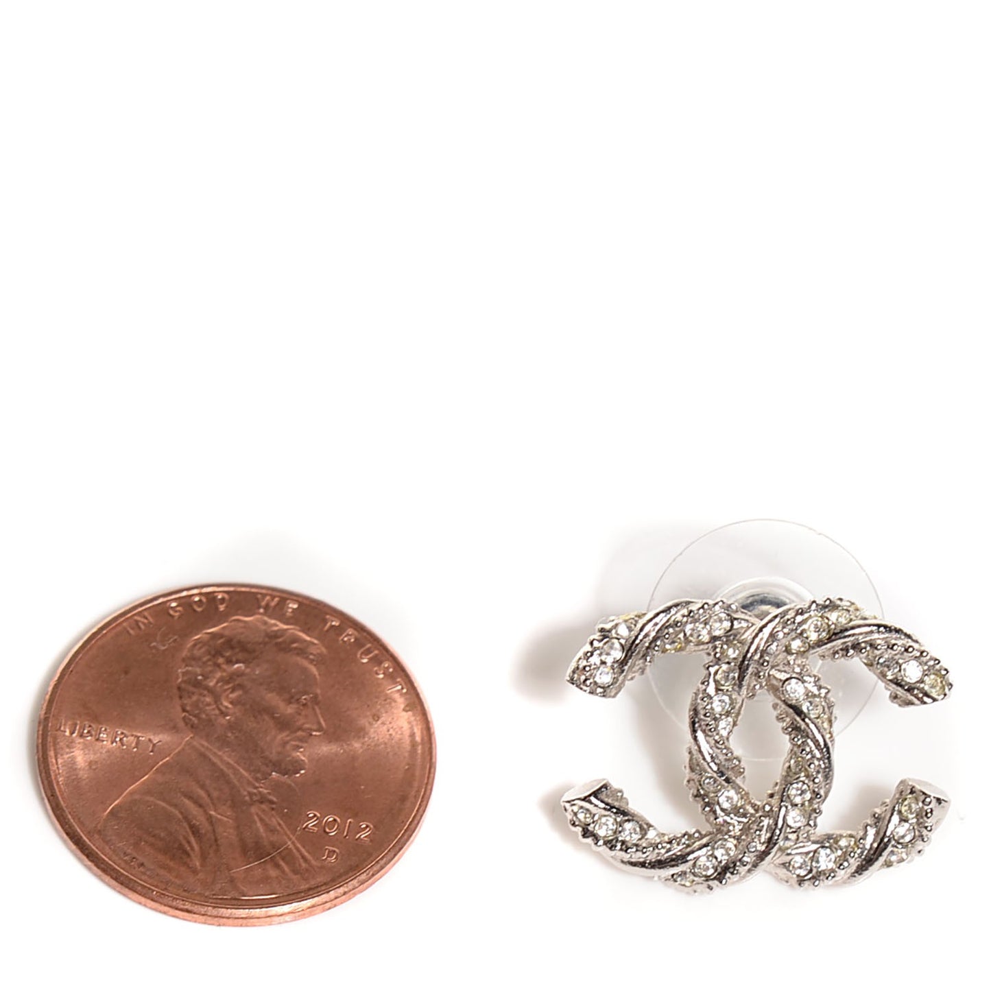 Crystal CC Twisted Earrings Silver