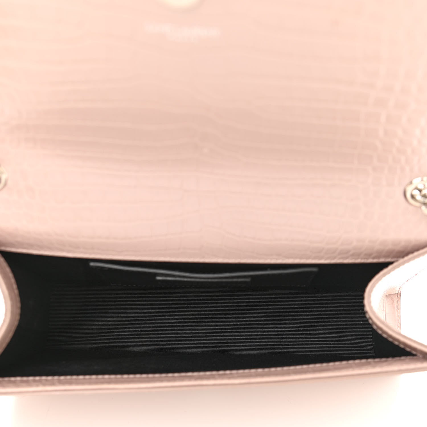 Saint Laurent Calfskin Crocodile Embossed Medium Classic Monogram Kate Tassel Satchel Powder Pink 5 of 13