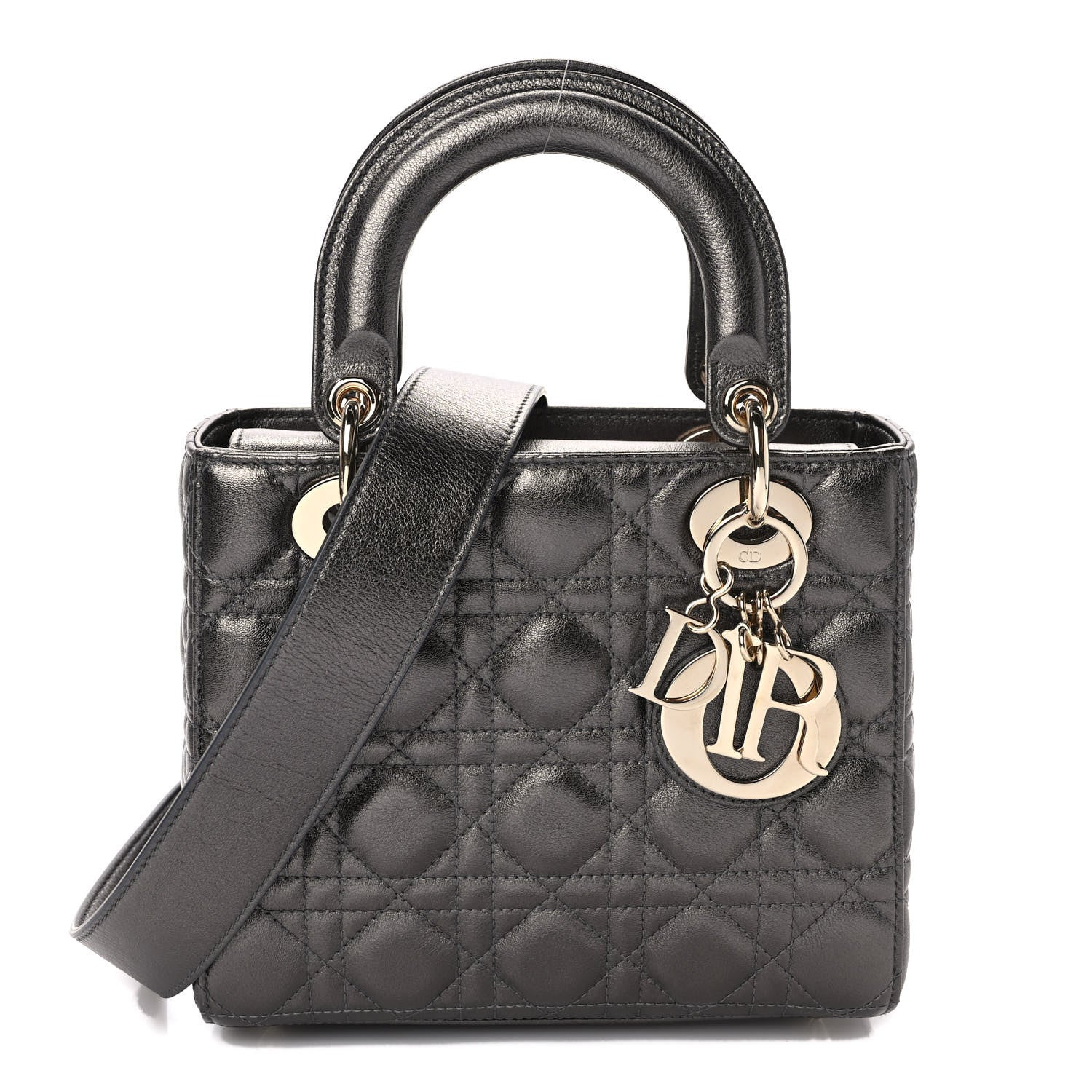 Christian Dior Lambskin Cannage Small My ABCDior Lady Dior Metallic Grey 1 of 9