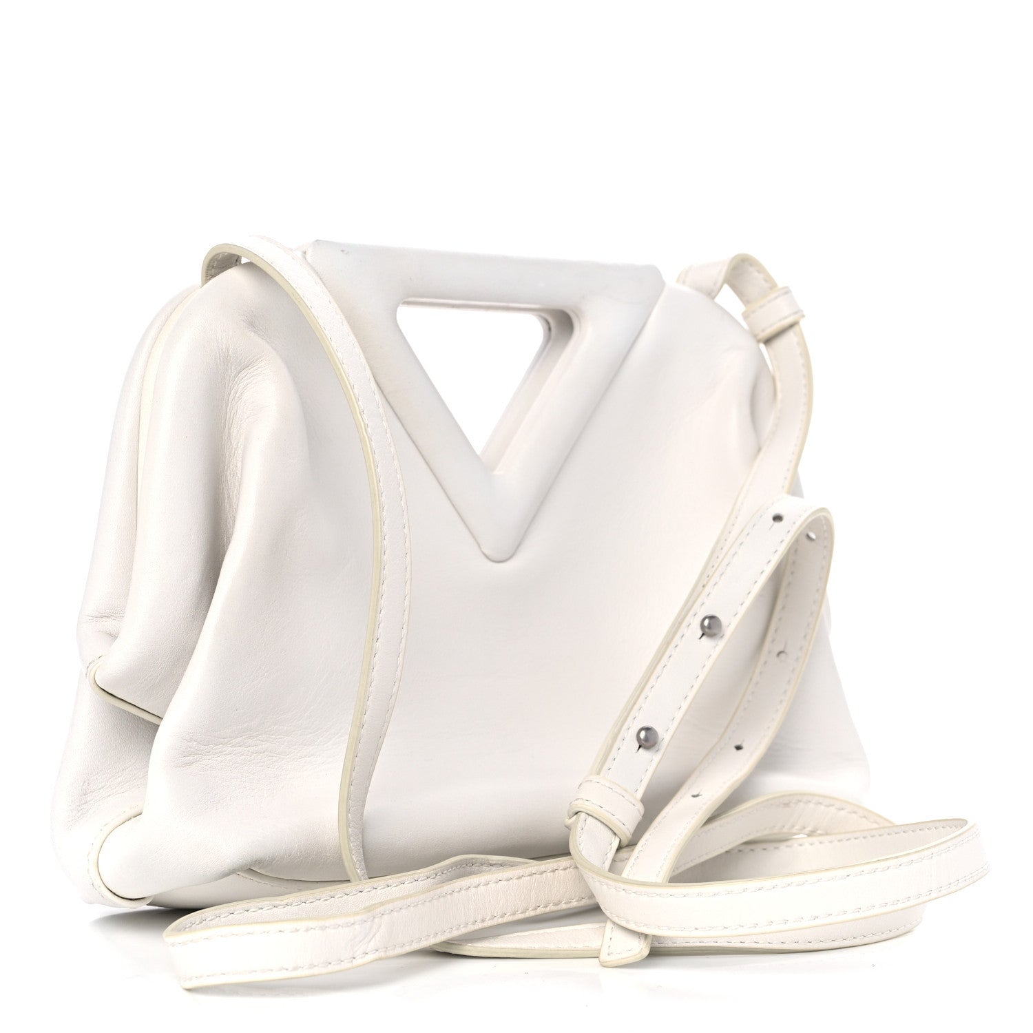 Bottega Veneta Calfskin Small The Point Triangle Bag Chalk 3 of 10