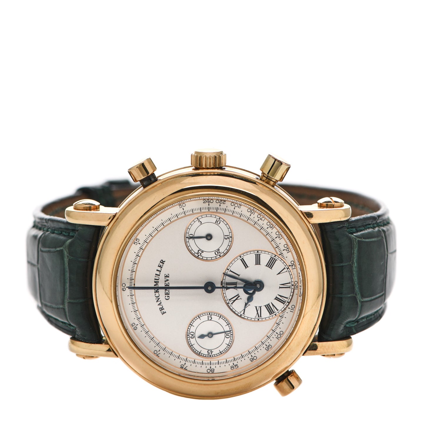18K Yellow Gold Alligator 39mm Rattrapante Automatic Watch 7000R