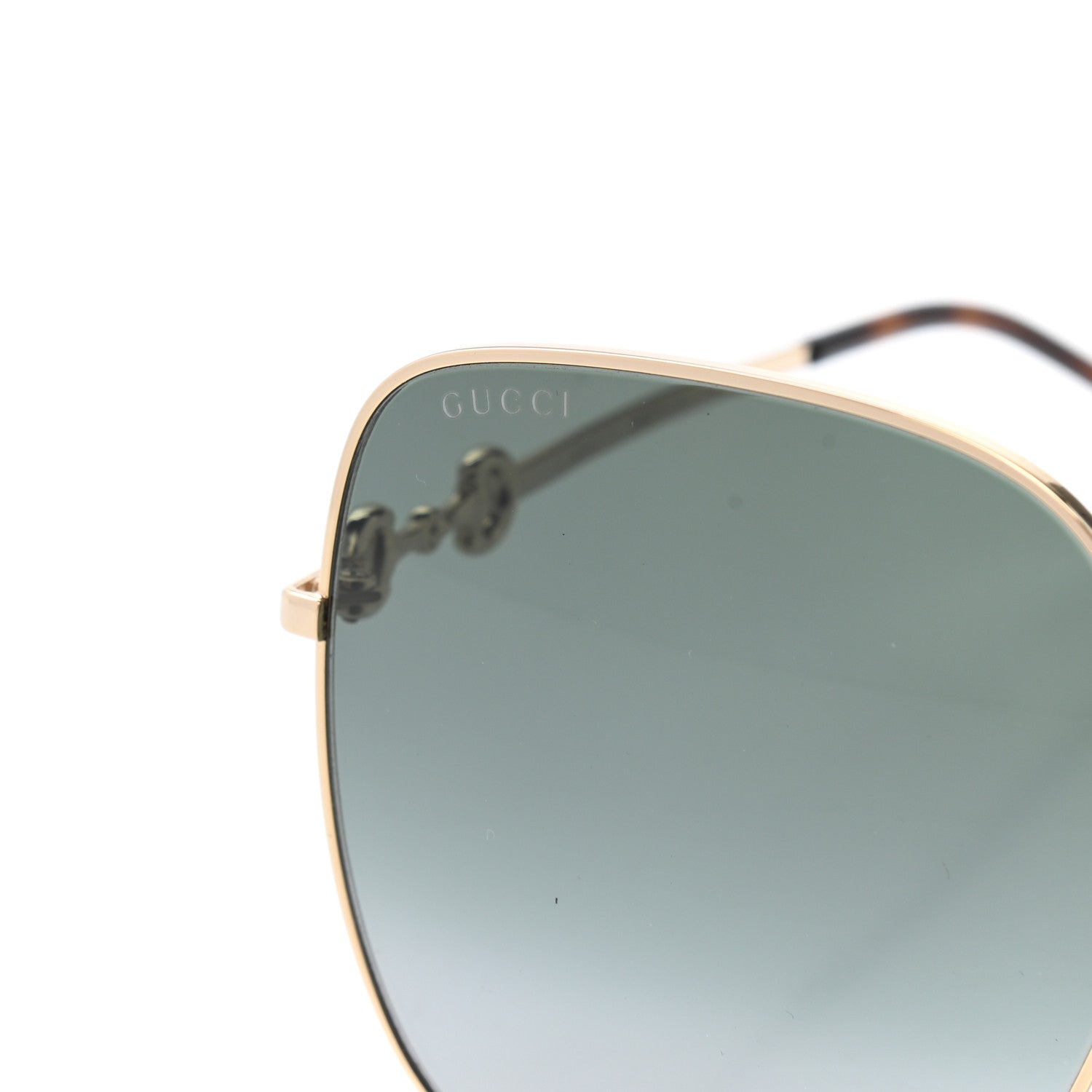 Gucci Metal Horsebit Square Frame Sunglasses GG0879S Gold 7 of 8