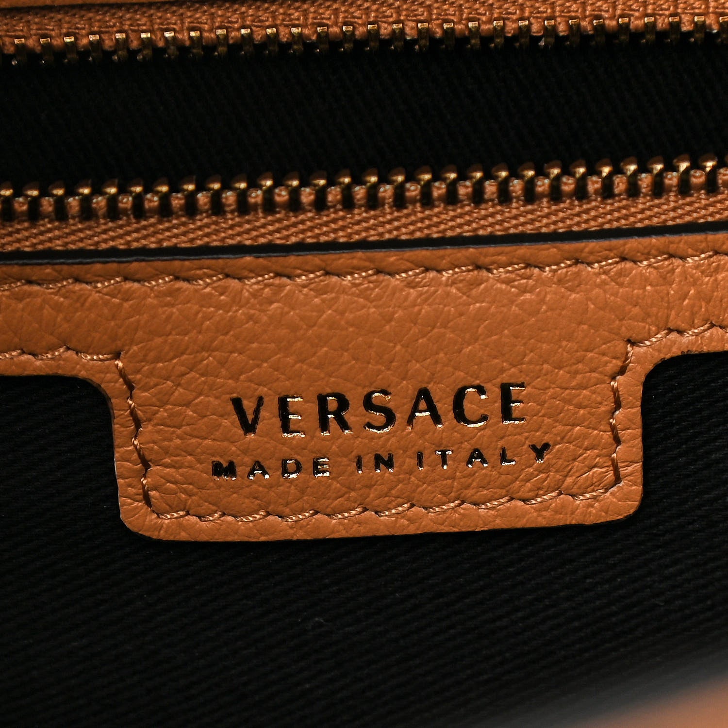 Versace Grained Calfskin La Medusa Tote Brown 6 of 9