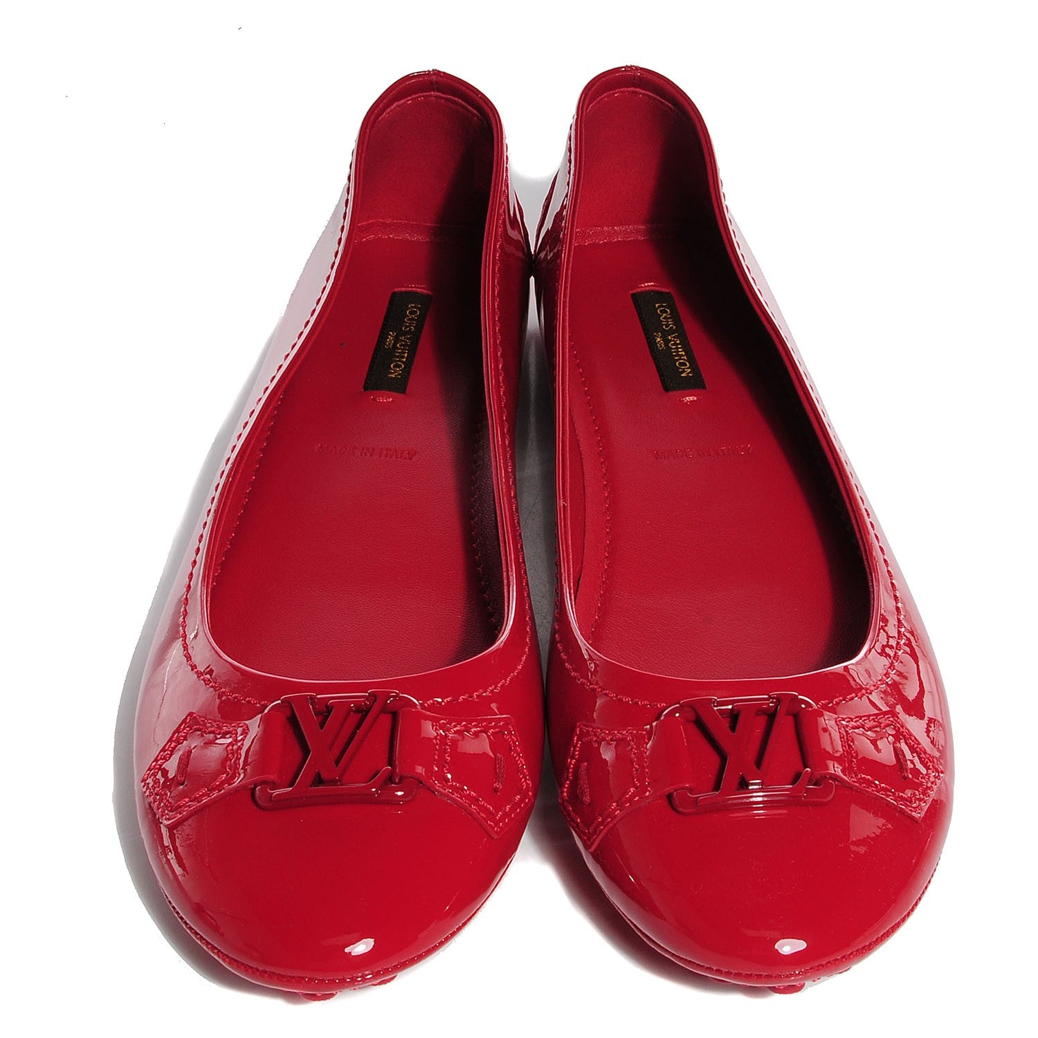 Louis Vuitton Patent Calfskin Oxford Ballerina Flats 39 Rouge 2 of 8