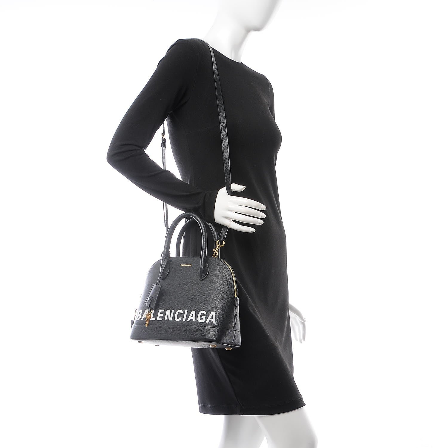 Balenciaga Signature Grained Calfskin Logo S Ville Top Handle Bag Black 2 of 9