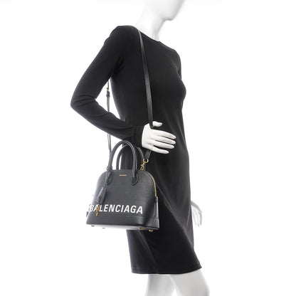 Balenciaga Signature Grained Calfskin Logo S Ville Top Handle Bag Black 2 of 9