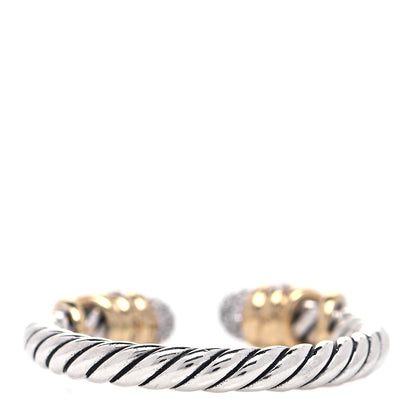 David Yurman Sterling Silver 18K Yellow Gold Diamond Petite Helena Ring 50 5.5 3 of 4