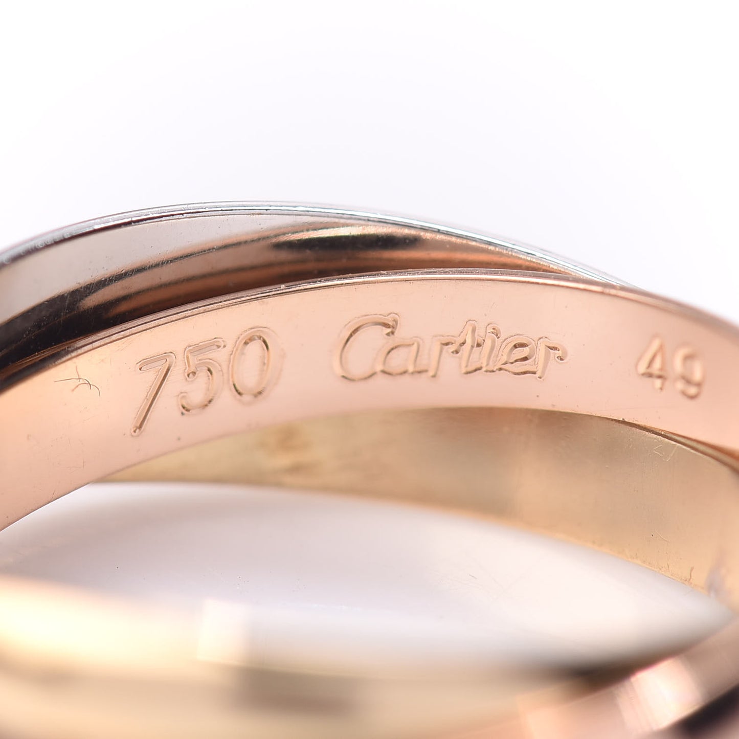 18K Pink Yellow White Gold Small Trinity Ring 49 4.75