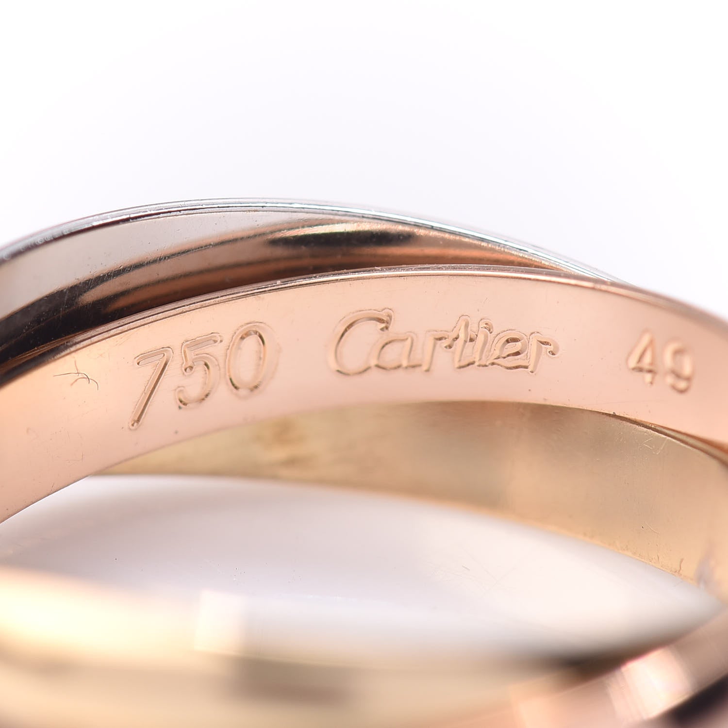 Cartier 18K Pink Yellow White Gold Small Trinity Ring 49 4.75 4 of 4