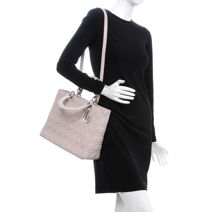 Christian Dior Lambskin Cannage Large Lady Dior Rose Poudre 2 of 15