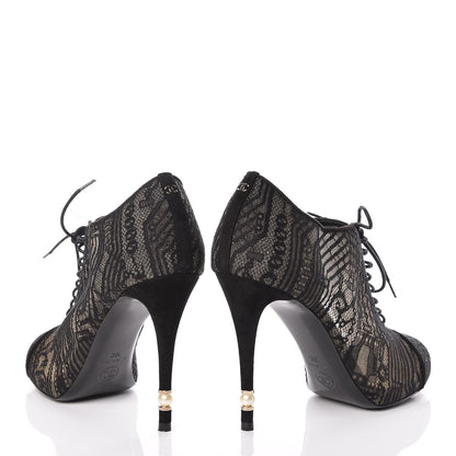 Chanel Lace Pearl Booties 39 Black 5 of 17