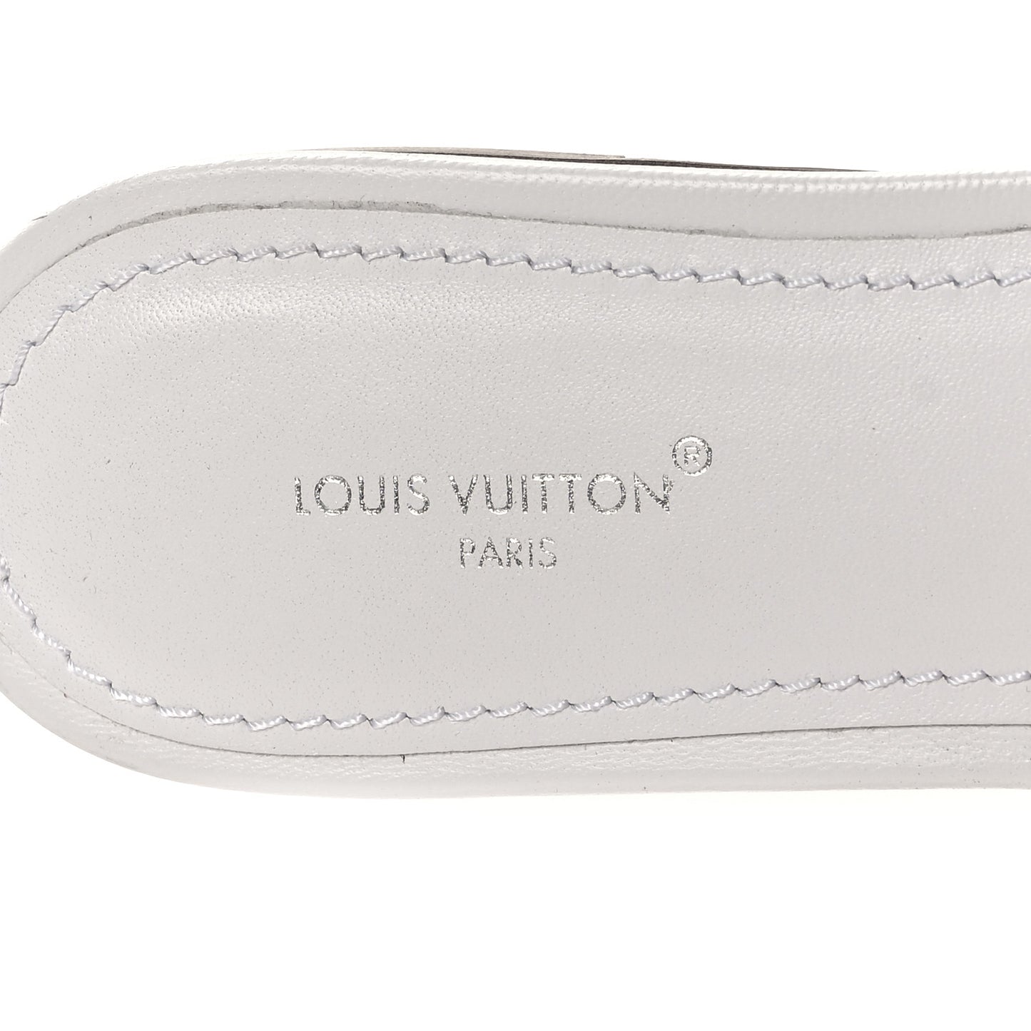Lambskin Embossed Monogram Revival Flat Mules 37 White