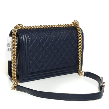 Chanel Lambskin Quilted New Medium Boy Flap Dark Navy 3 of 8