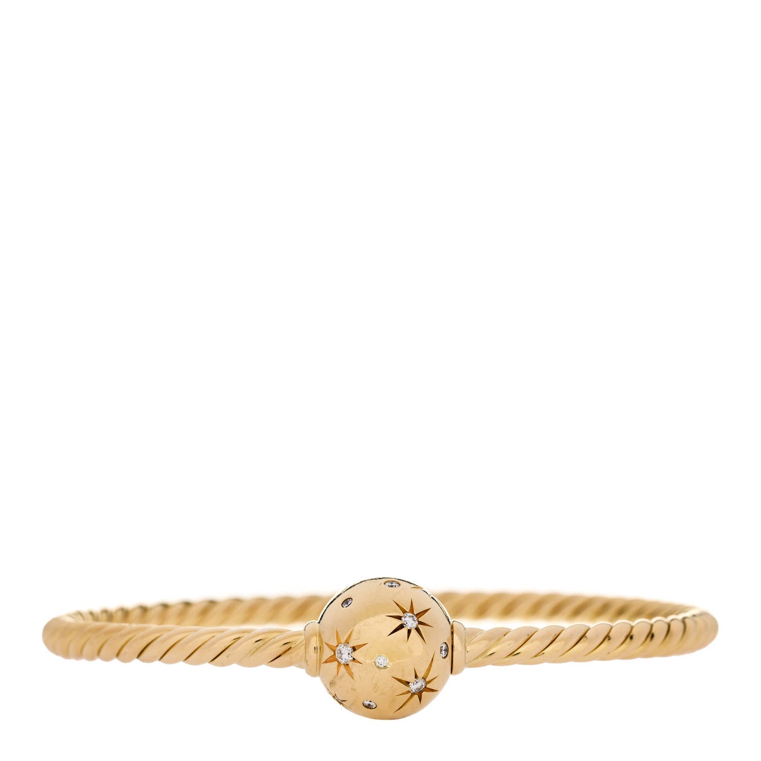 David Yurman 18K Yellow Gold Diamond 14mm Solari Station Bracelet 1 of 4