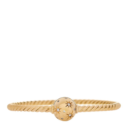 David Yurman 18K Yellow Gold Diamond 14mm Solari Station Bracelet 1 of 4