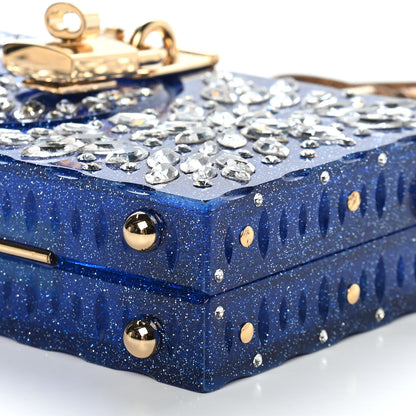 Dolce & Gabbana Crystal Embellished Plexiglass Dolce Box Clutch Blue 8 of 8