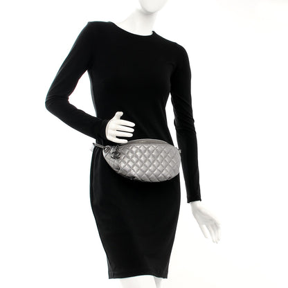 Chanel Metallic Goatskin Quilted Banane Waist Bag Fanny Pack Silver 2 of 9