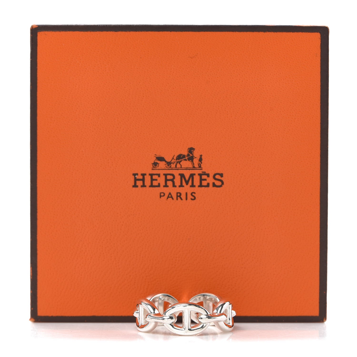 Hermes Sterling Silver PM Chaine d'Ancre Enchainee Band Ring 52 6 7 of 7