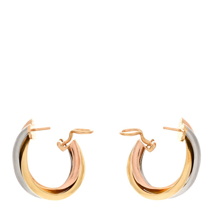 Cartier 18K Pink Yellow White Gold 9.5mm Trinity Hoop Earrings 3 of 4