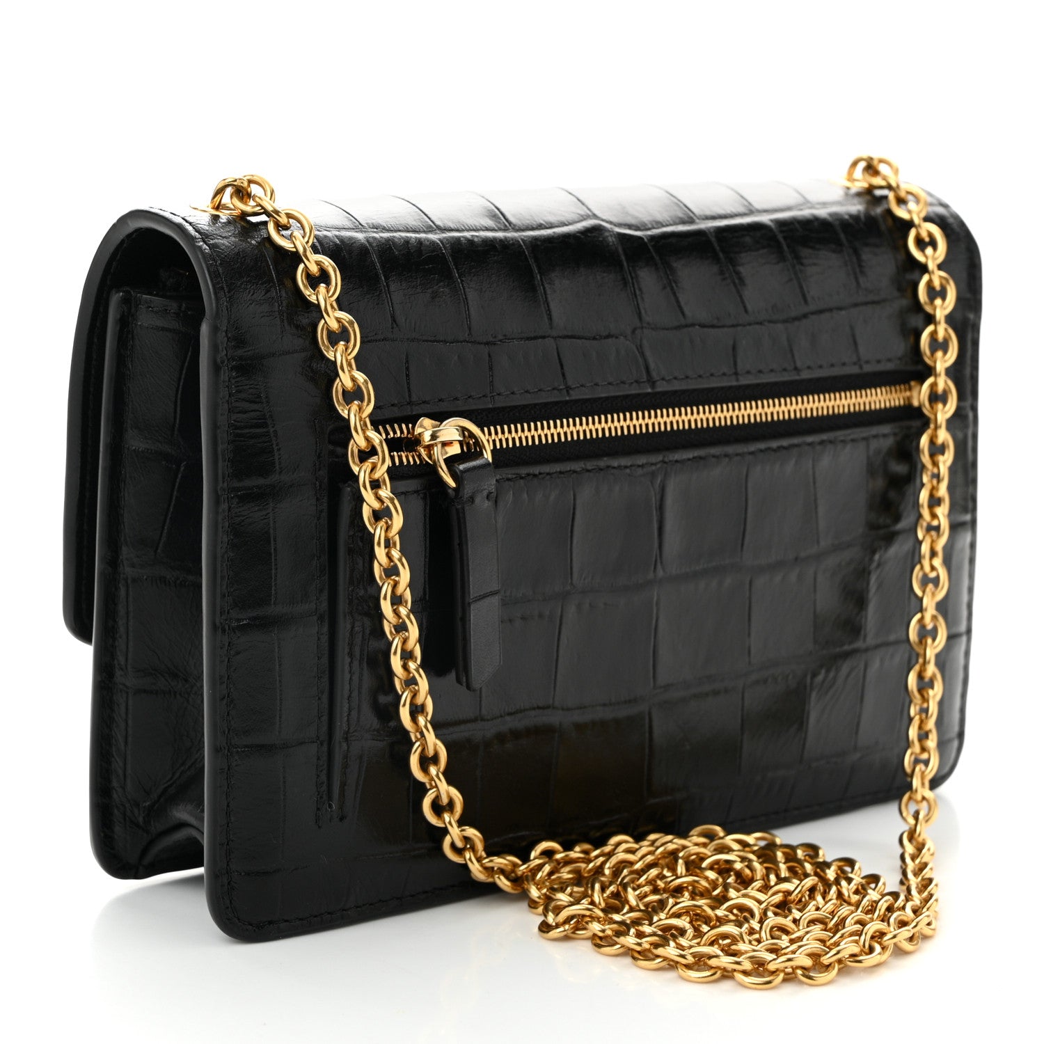 Mulberry Crocodile Embossed Calfskin Small Darley Black 3 of 10