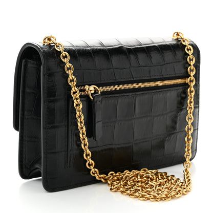 Mulberry Crocodile Embossed Calfskin Small Darley Black 3 of 10