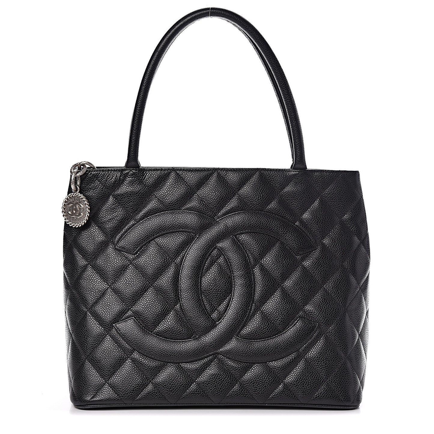 Caviar Quilted Medallion Tote Black