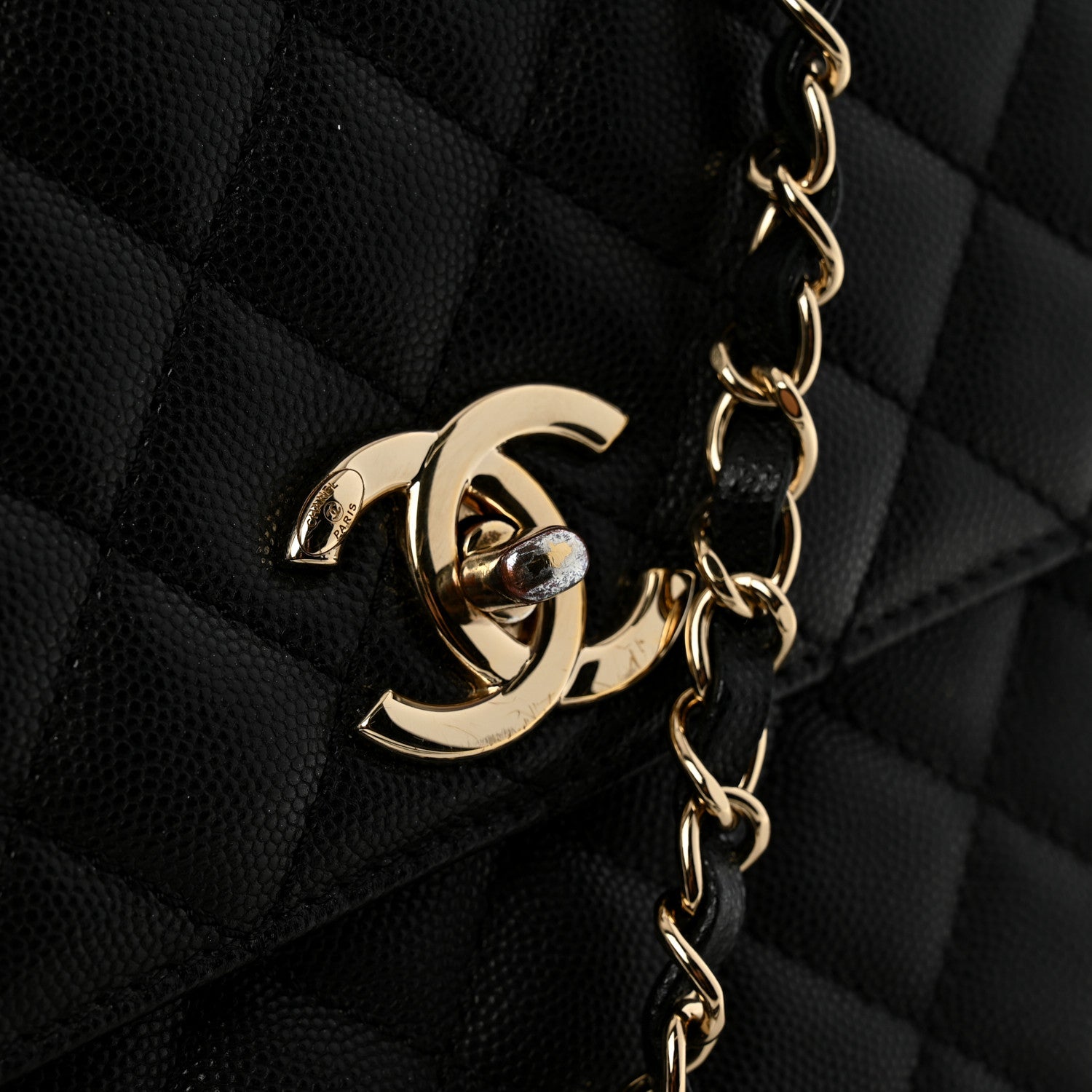 Chanel Caviar Quilted Medium Coco Handle Flap Black 13 of 14