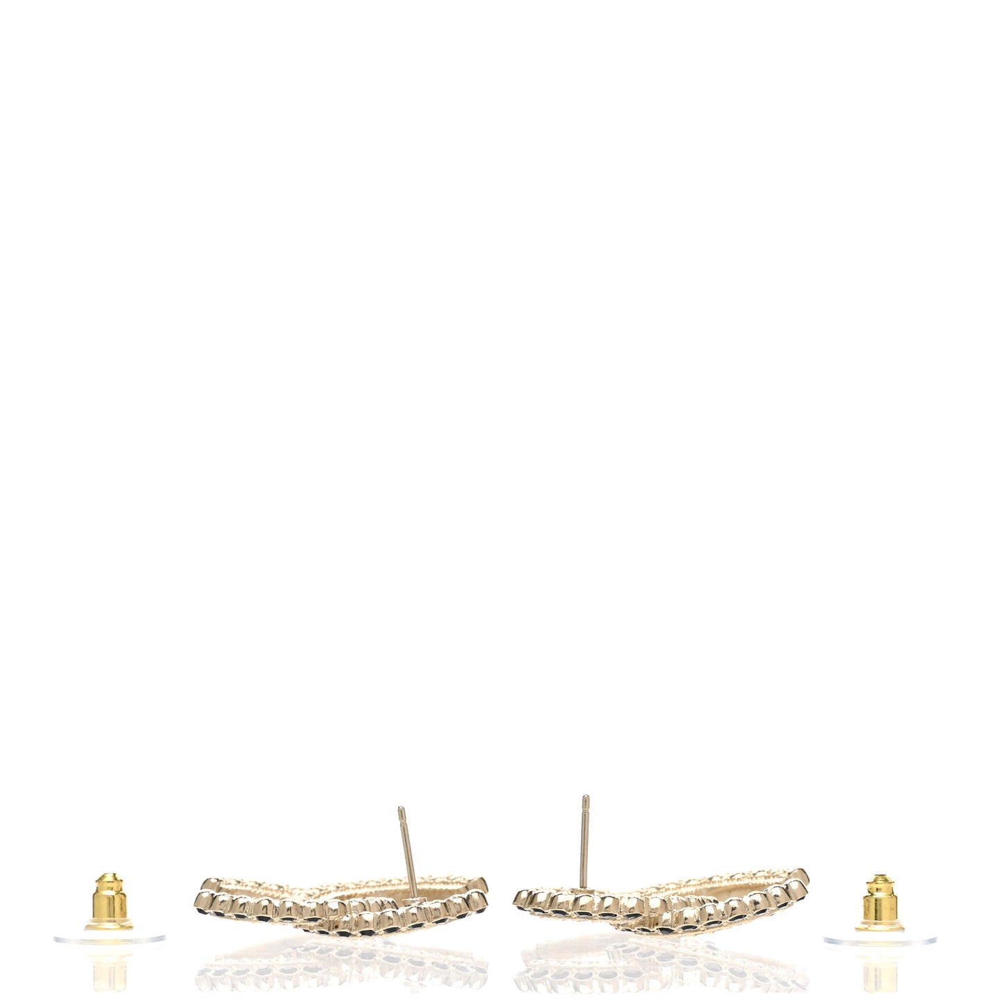 Crystal CC Earrings Black Gold