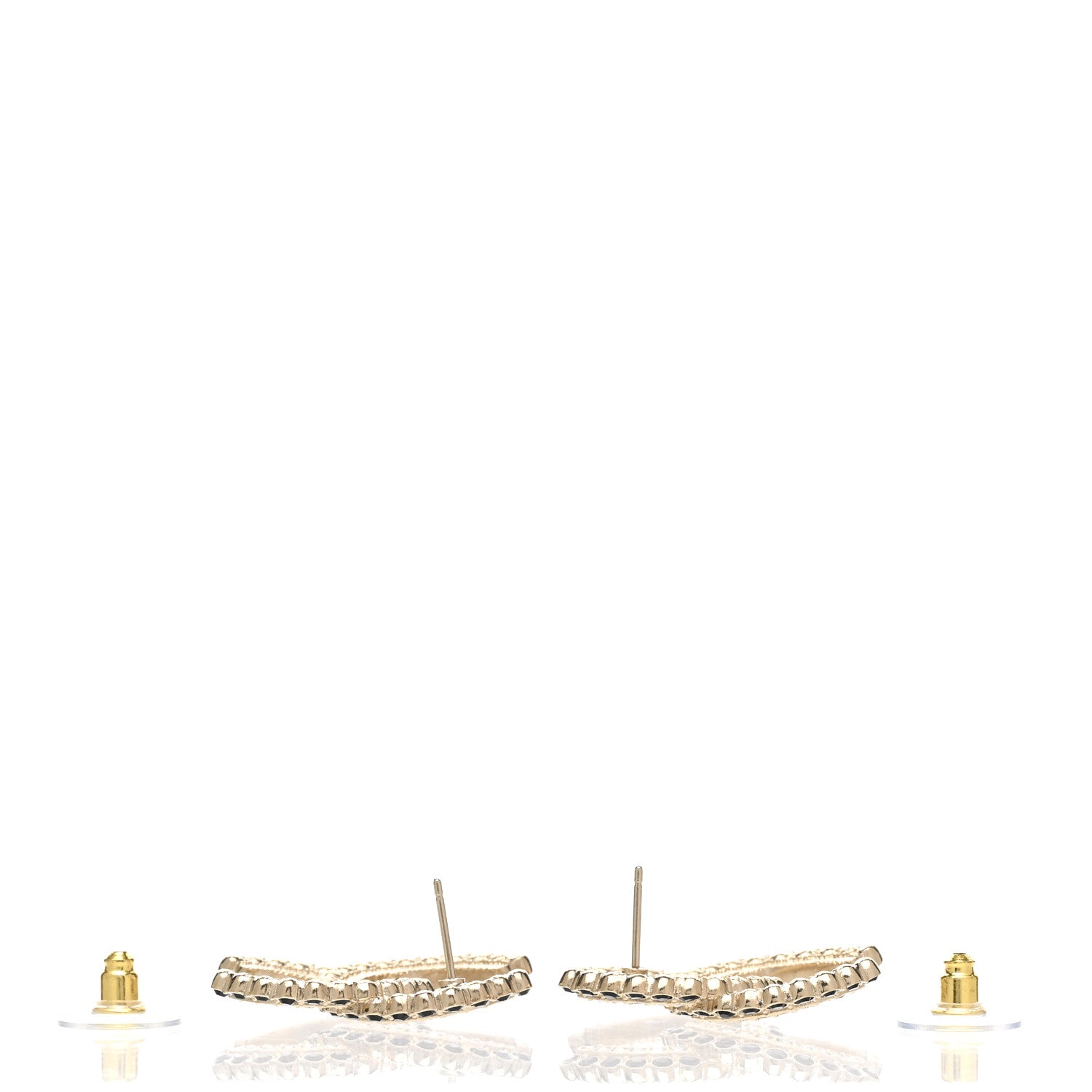 Chanel Crystal CC Earrings Black Gold 3 of 5