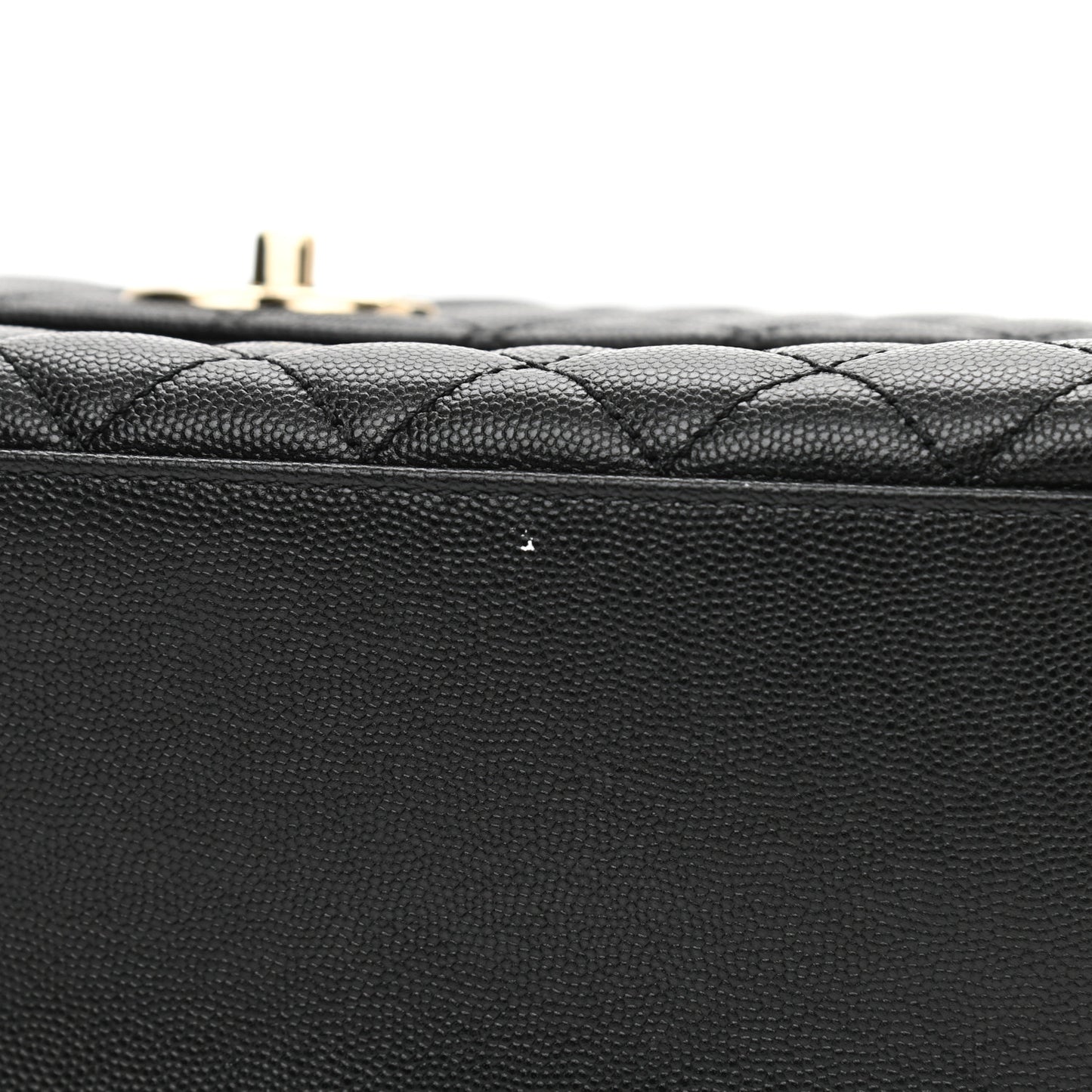 Caviar Lizard Embossed Quilted Small Coco Handle Flap Black