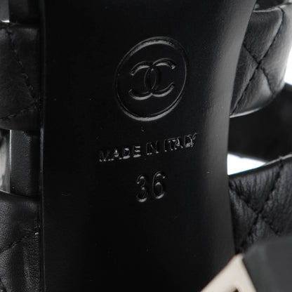 Chanel Calfskin Quilted Sandals 36 Black 8 of 9