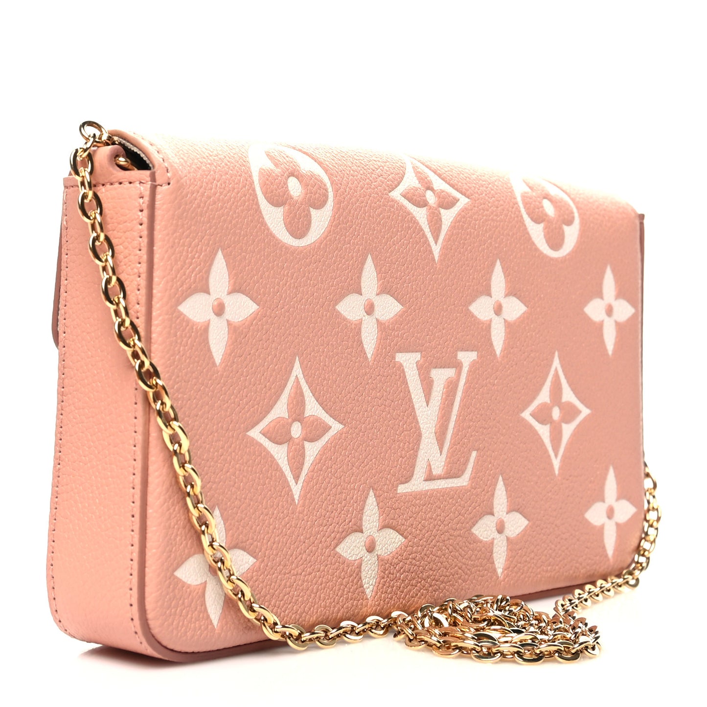 Empreinte Monogram Giant Felicie Pochette Chain Wallet Rose Trianon Creme