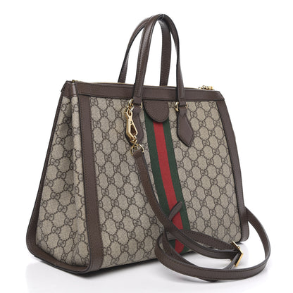 Gucci GG Supreme Monogram Web Medium Ophidia Tote Bag Brown 3 of 10
