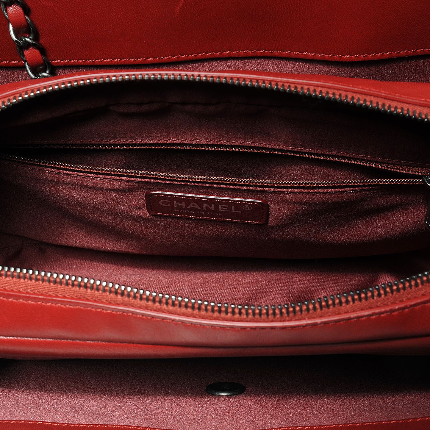 Lambskin Quilted Citizen Zip Large Flap Dark Red