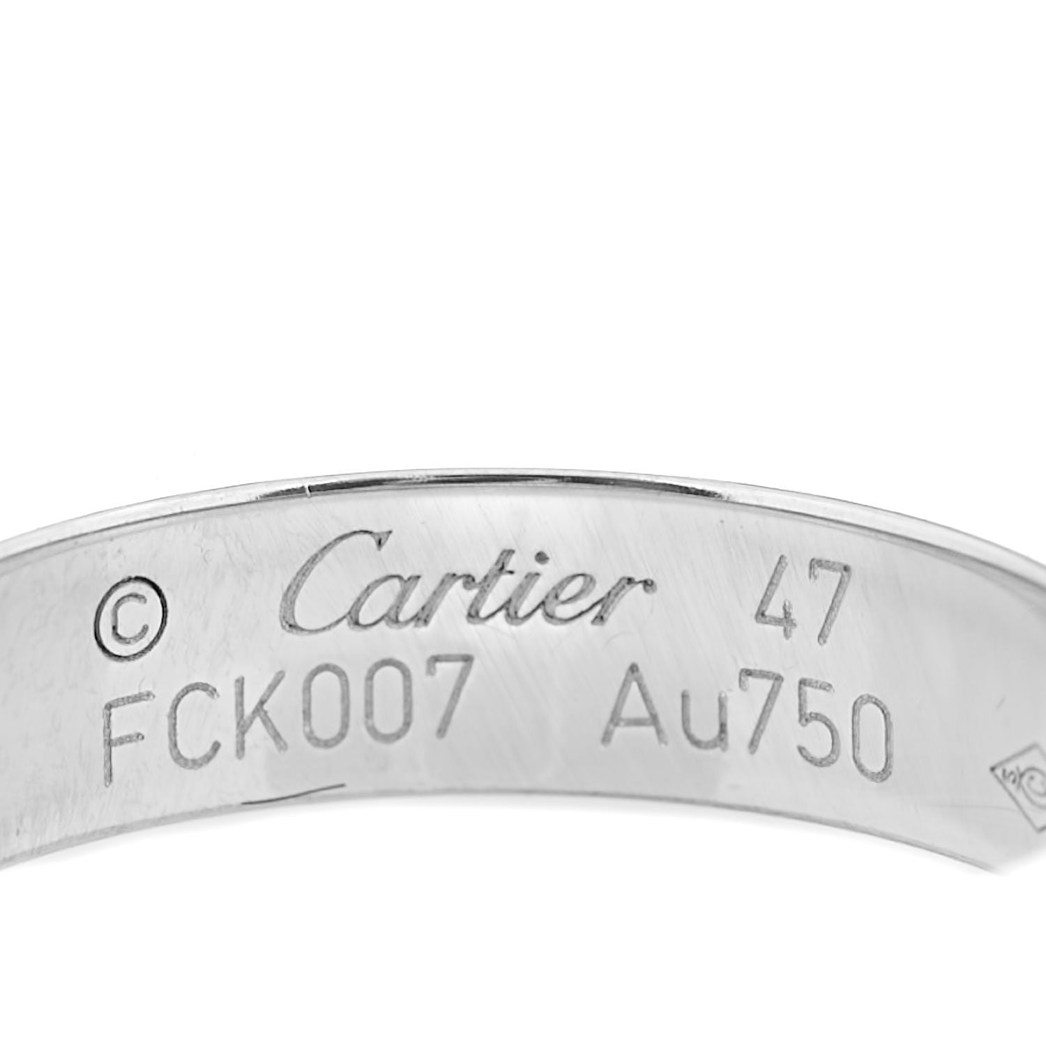 Cartier 18K White Gold Diamond 4mm LOVE Wedding Band Ring 47 4 4 of 4