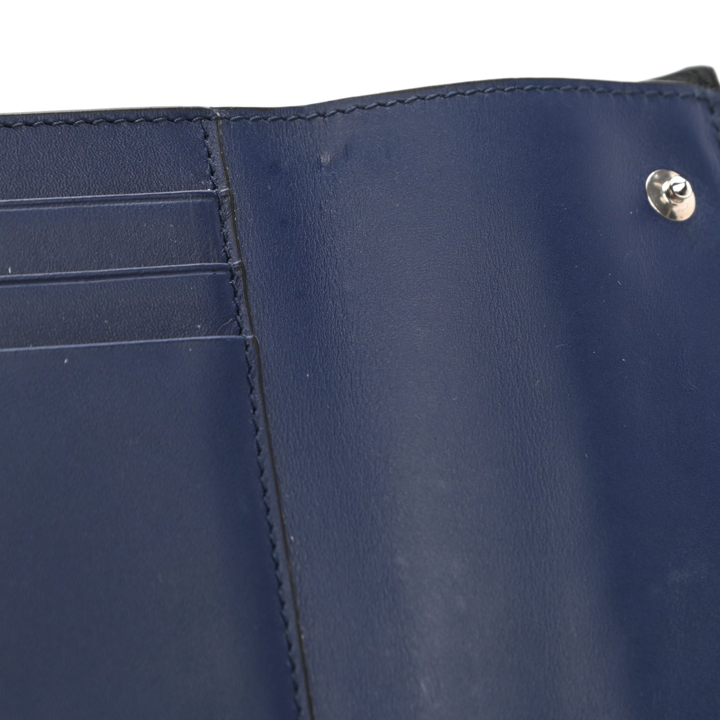 Calfskin Embossed Small Wallet Navy