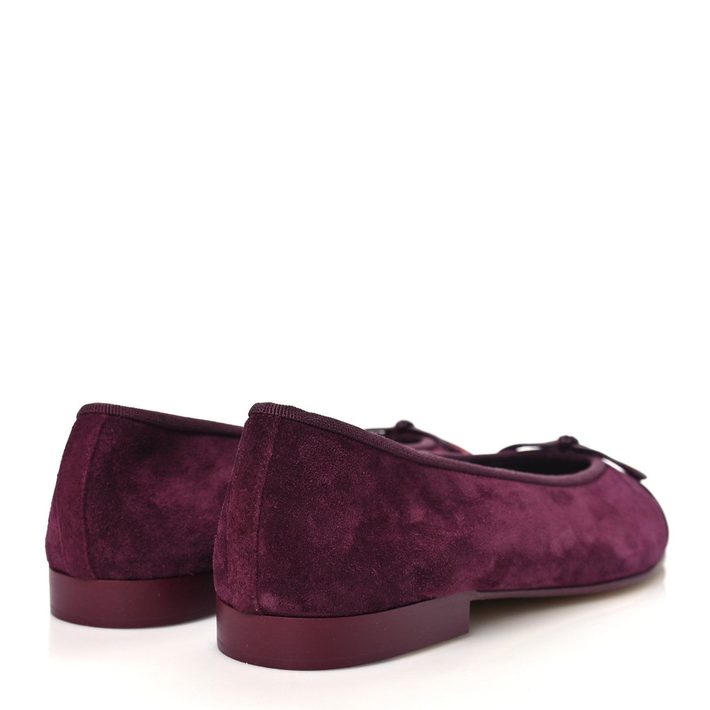 Suede Patent Calfskin Cap Toe CC Ballerina Flats 37 Burgundy
