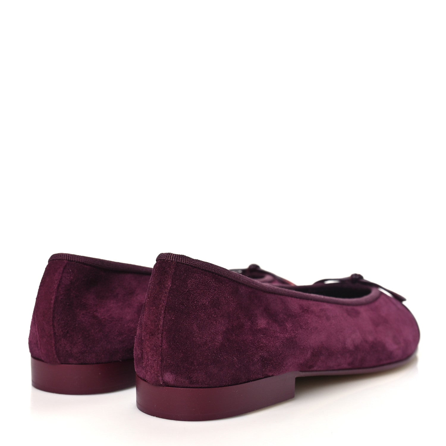 Chanel Suede Patent Calfskin Cap Toe CC Ballerina Flats 37 Burgundy 5 of 10