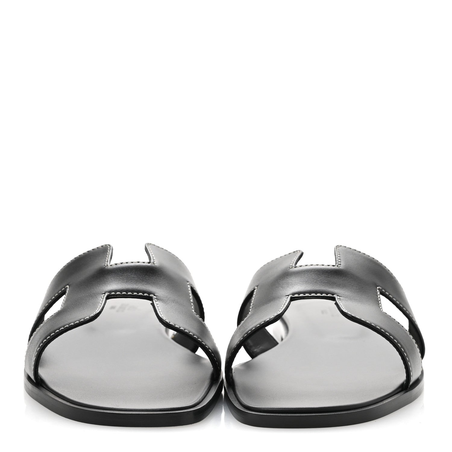 Hermes Box Calfskin Oran Sandals 41 Black 3 of 10