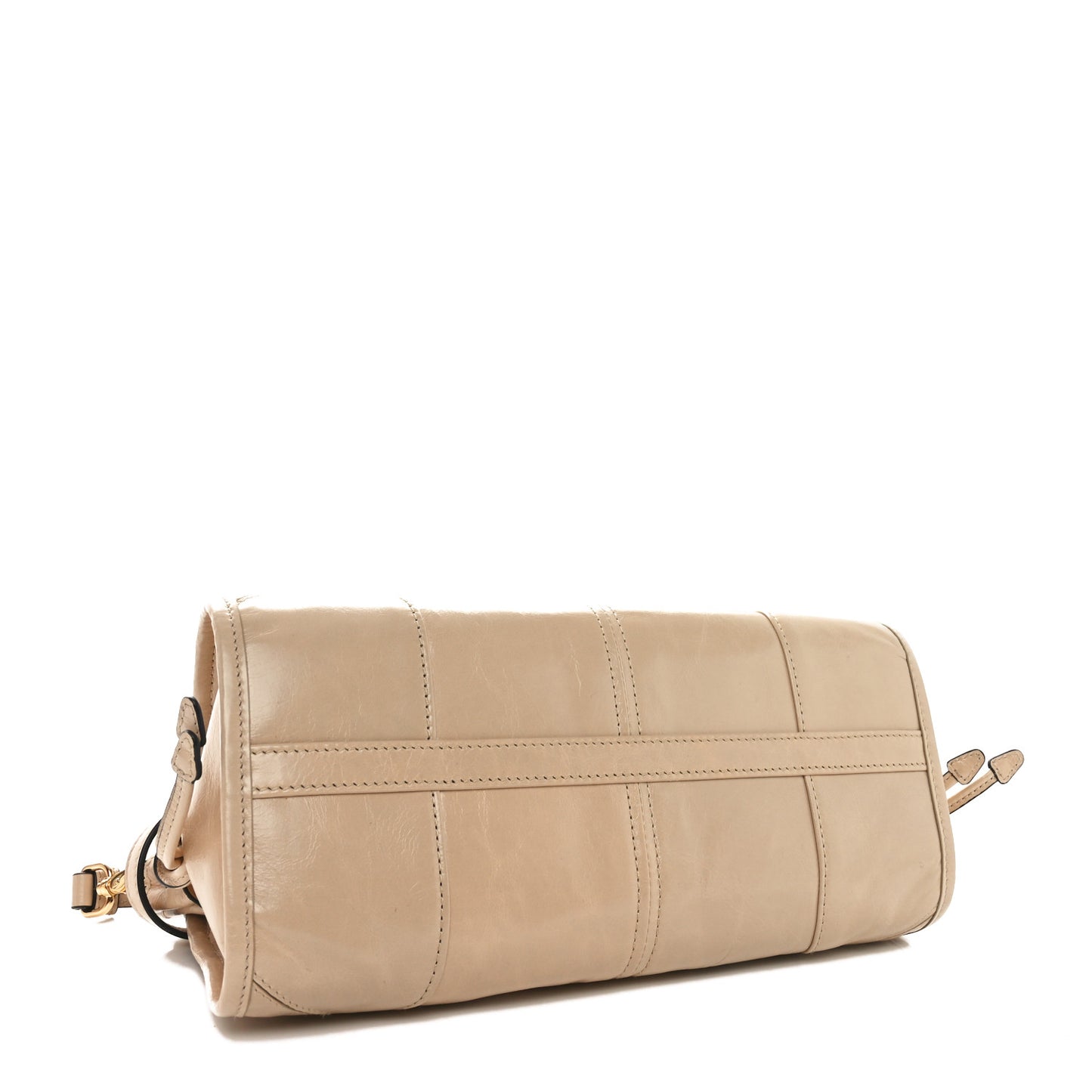 Glossy Calfskin Triangle Small Bonnie Shoulder Bag Travertine