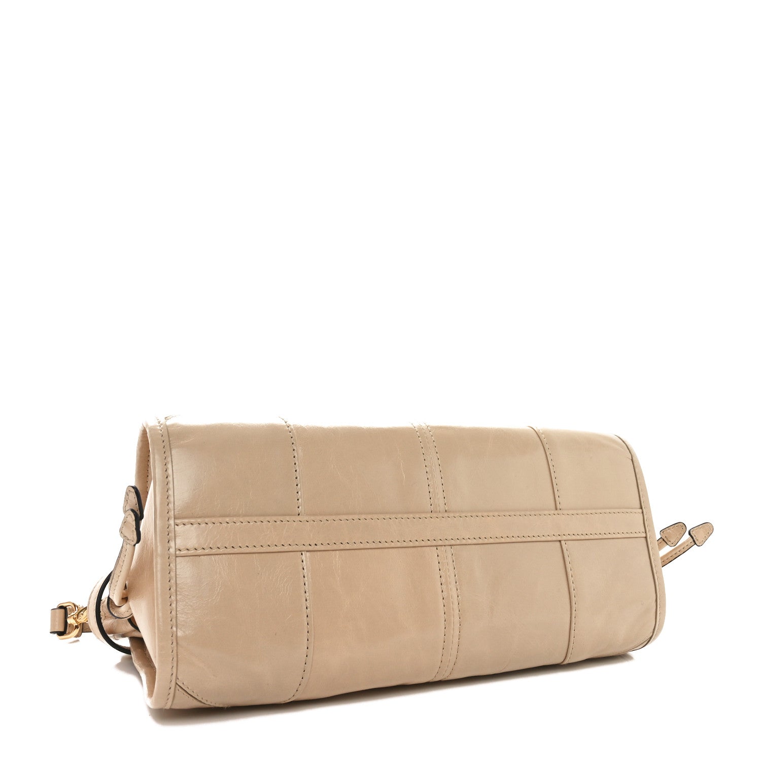 Prada Glossy Calfskin Triangle Small Bonnie Shoulder Bag Travertine 4 of 9