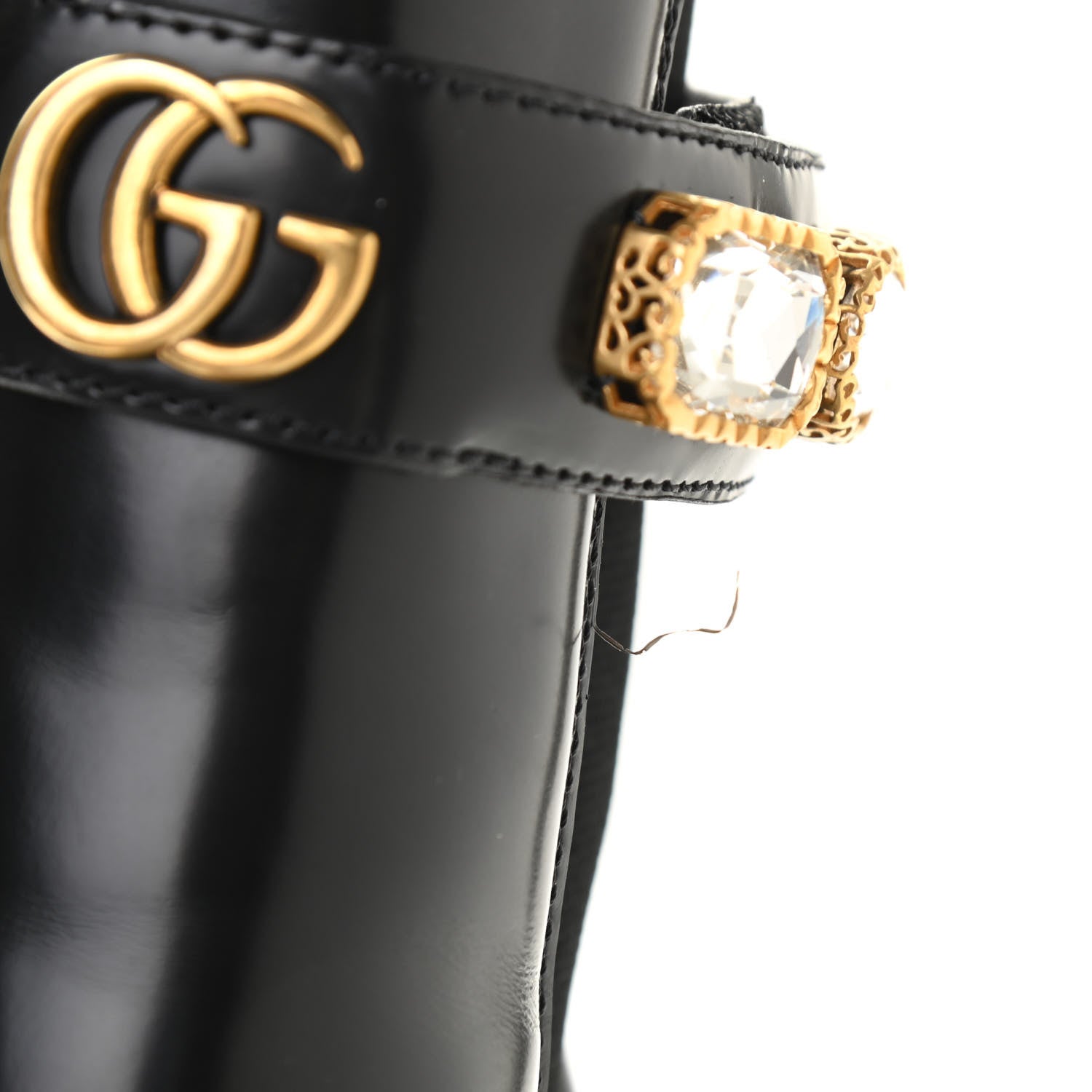 Gucci Calfskin Crystal GG Trip Chelsea Ankle Boots 36.5 Black 8 of 14