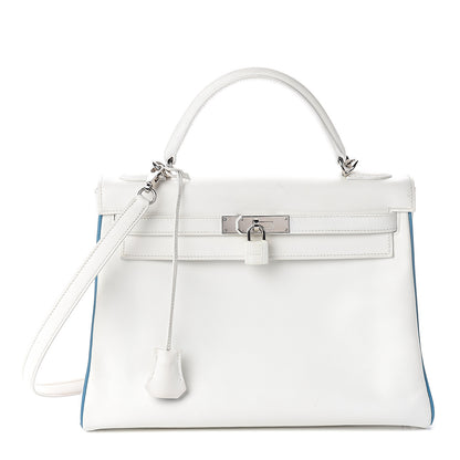 Hermes Epsom Kelly Retourne 32 White Blue Jean 1 of 10
