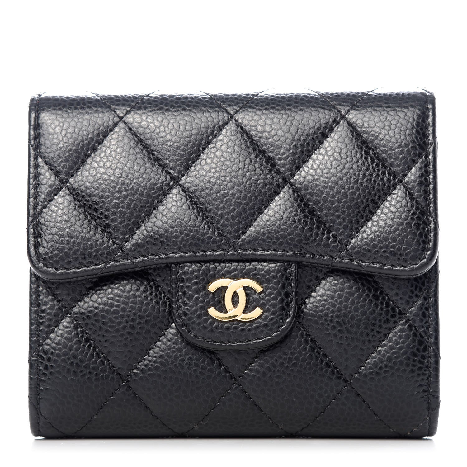 Chanel Caviar Quilted Compact Flap Wallet Black 1 of 9