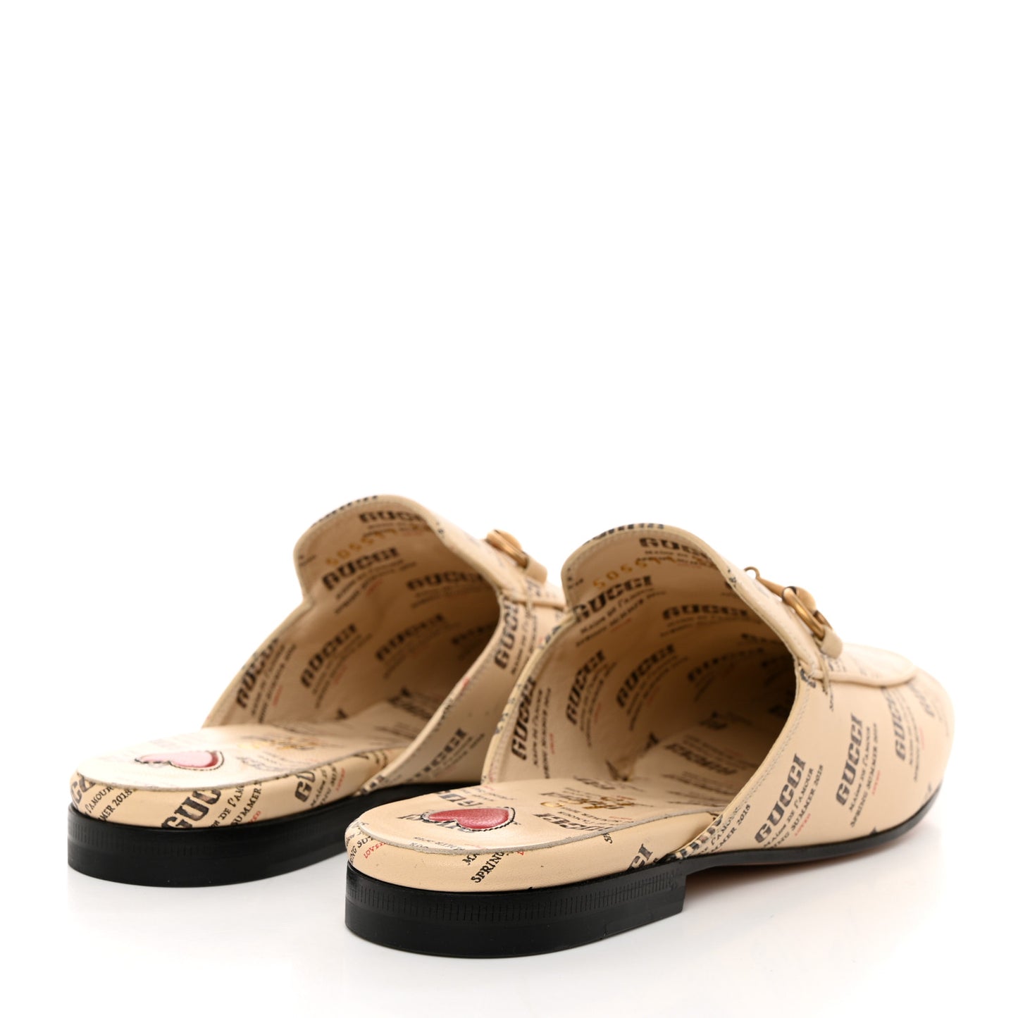 Calfskin Stamp Print Womens Princetown Slippers 36 Soy Black