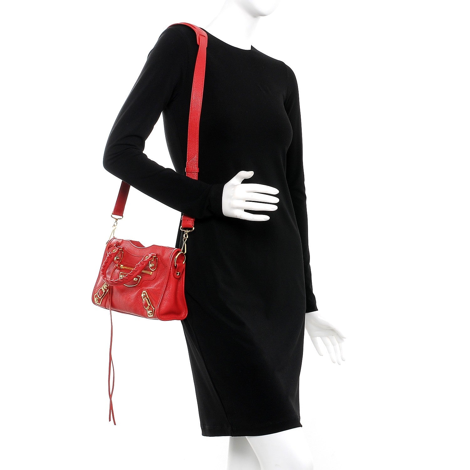 Balenciaga Chevre Gold Metallic Edge Hardware Mini City Rouge Grenade 2 of 8